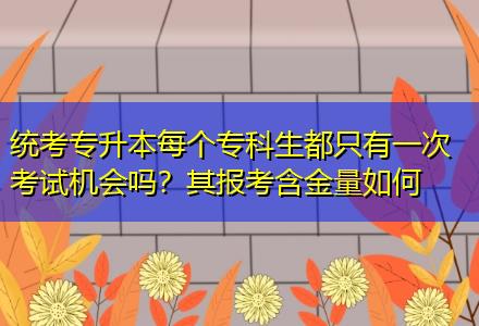 統(tǒng)考專升本每個?？粕贾挥幸淮慰荚嚈C會嗎？其報考含金量如何