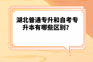 湖北普通專升和自考專升本有哪些區(qū)別？