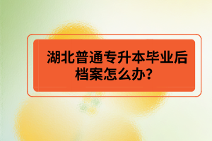 湖北普通專(zhuān)升本畢業(yè)后檔案怎么辦？