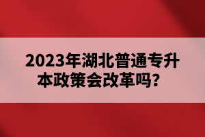 2023年湖北普通專升本政策會(huì)改革嗎？