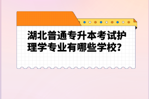 湖北普通專升本考試護理學專業(yè)有哪些學校？
