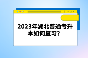 2023年湖北普通專升本如何復習？
