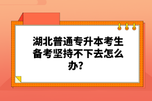 湖北普通專(zhuān)升本考生備考堅(jiān)持不下去怎么辦？