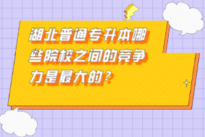 湖北普通專升本哪些院校之間的競爭力是最大的？